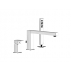Gessi Rettangolo 20037 overhead bathtub mixer with diverter and hand shower | Edilceram Design